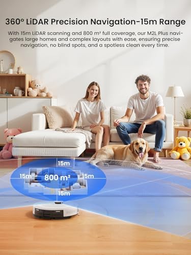 Lefant LiDAR Robot Vacuum and Mop  75 Day Self Emptying  6000Pa Strong Suction  Customized Cleaning  Multi Floor Mapping  130 Min Runtime  2 4G/5G WiFi/Alexa/APP/iWatch  M2L Plus