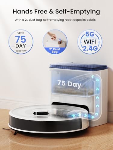 Lefant LiDAR Robot Vacuum and Mop  75 Day Self Emptying  6000Pa Strong Suction  Customized Cleaning  Multi Floor Mapping  130 Min Runtime  2 4G/5G WiFi/Alexa/APP/iWatch  M2L Plus