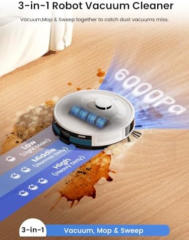 Lefant LiDAR Robot Vacuum and Mop  75 Day Self Emptying  6000Pa Strong Suction  Customized Cleaning  Multi Floor Mapping  130 Min Runtime  2 4G/5G WiFi/Alexa/APP/iWatch  M2L Plus