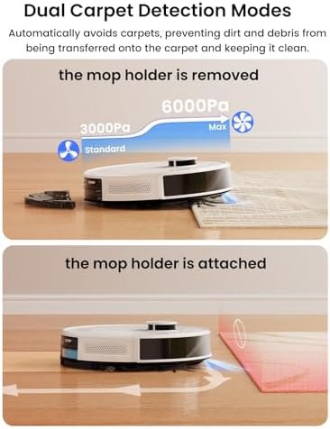 Lefant LiDAR Robot Vacuum and Mop  75 Day Self Emptying  6000Pa Strong Suction  Customized Cleaning  Multi Floor Mapping  130 Min Runtime  2 4G/5G WiFi/Alexa/APP/iWatch  M2L Plus