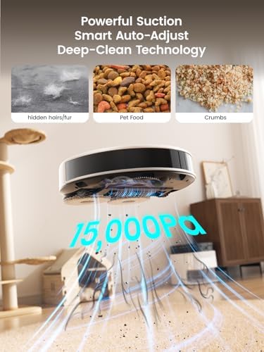 Lefant LiDAR Robot Vacuum and Mop  15000Pa Suction  90 Day Self Emptying  Obstacle Avoidance  Auto Mop Washing&Drying  All in One for Pet Hair Carpet  5G WiFi Alexa/APP/iWatch Control  M3