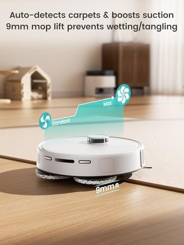 Lefant M3 Robot Vacuum  Auto Mop Washing  12000Pa Suction  Self Emptying & Refilling  9mm Mop Lifting  200RPM Spinning Mops  Smart Obstacle Avoidance  White