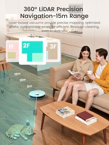 Lefant M3 Robot Vacuum  Auto Mop Washing  12000Pa Suction  Self Emptying & Refilling  9mm Mop Lifting  200RPM Spinning Mops  Smart Obstacle Avoidance  White