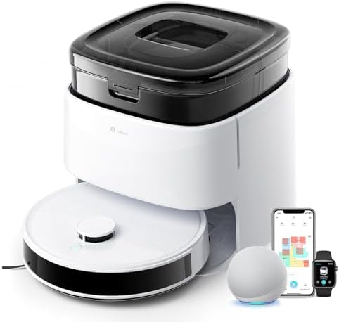 Lefant M3 Robot Vacuum  Auto Mop Washing  12000Pa Suction  Self Emptying & Refilling  9mm Mop Lifting  200RPM Spinning Mops  Smart Obstacle Avoidance  White