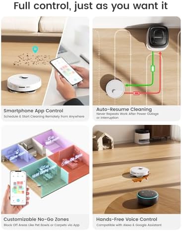 Lefant M3 Robot Vacuum  Auto Mop Washing  12000Pa Suction  Self Emptying & Refilling  9mm Mop Lifting  200RPM Spinning Mops  Smart Obstacle Avoidance  White