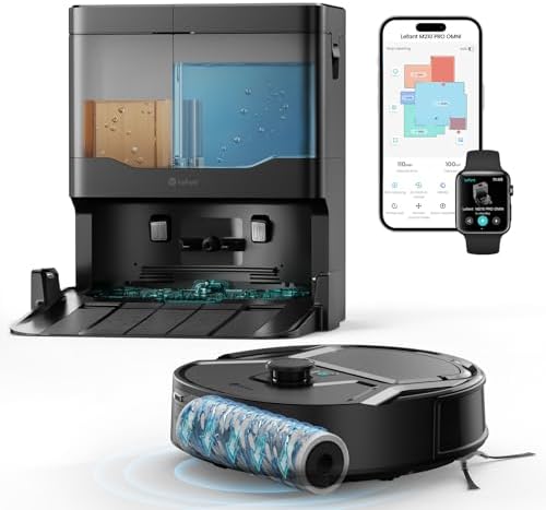 Lefant Robot Vacuum and Mop  20000Pa Strong Suction  Self Cleaning Roller Mop with Auto Drying  LiDAR Navigation & Obstacle Avoidance  Tangle Free Pet Hair  Slim  800ml Dustbin  5G WiFi  M210 Pro OMNI