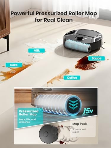 Lefant Robot Vacuum and Mop  20000Pa Strong Suction  Self Cleaning Roller Mop with Auto Drying  LiDAR Navigation & Obstacle Avoidance  Tangle Free Pet Hair  Slim  800ml Dustbin  5G WiFi  M210 Pro OMNI