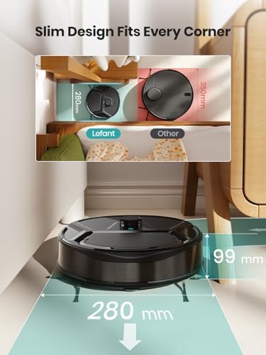 Lefant Robot Vacuum and Mop  20000Pa Strong Suction  Self Cleaning Roller Mop with Auto Drying  LiDAR Navigation & Obstacle Avoidance  Tangle Free Pet Hair  Slim  800ml Dustbin  5G WiFi  M210 Pro OMNI