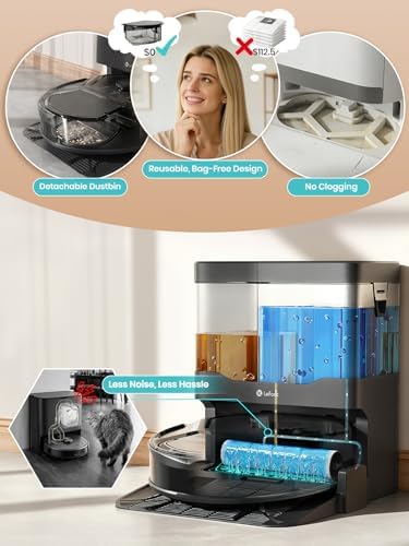 Lefant Robot Vacuum and Mop  20000Pa Strong Suction  Self Cleaning Roller Mop with Auto Drying  LiDAR Navigation & Obstacle Avoidance  Tangle Free Pet Hair  Slim  800ml Dustbin  5G WiFi  M210 Pro OMNI