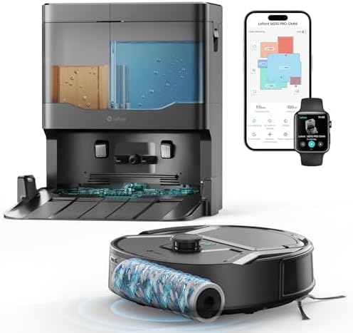 Lefant Robot Vacuum and Mop  20000Pa Strong Suction  Self Cleaning Roller Mop with Auto Drying  LiDAR Navigation & Obstacle Avoidance  Tangle Free Pet Hair  Slim  800ml Dustbin  5G WiFi  M210 Pro OMNI