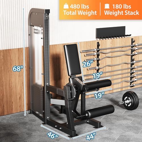 Leg Extension Machine with 180 lb Weight Stack   Heavy Duty Commercial Grade Lower Body Home Gym Equipment   Adjustable for Comfort   Strengthens Quads  Builds Knee Stability & Muscle Tone