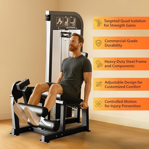 Leg Extension Machine with 180 lb Weight Stack   Heavy Duty Commercial Grade Lower Body Home Gym Equipment   Adjustable for Comfort   Strengthens Quads  Builds Knee Stability & Muscle Tone