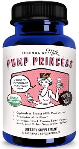 Legendairy Milk Pump Princess Lactation Supplement   Breastfeeding Supplements for Milk Supply Increase and Milkflow   Organic Black Cumin  Fennel and Dill Seeds  Fenugreek Free   60 Capsules