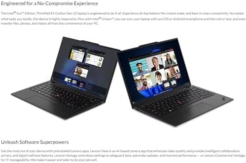 Lenovo Gen 12 ThinkPad X1 Carbon Laptop with Intel Ultra 7 155H Processor  14 WUXGA 100  sRGB Touch Display  32GB DDR5 RAM  1TB Gen4 Performance SSD  FHD  IR  RGB Camera  and Windows 11 Pro