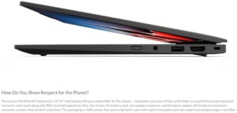 Lenovo Gen 12 ThinkPad X1 Carbon Laptop with Intel Ultra 7 155U Processor  14 WUXGA 100  sRGB Non Touch Display  32GB 6400MHz RAM  512GB Gen4 Performance SSD  FHD  IR  RGB Camera  and Windows 11 Pro