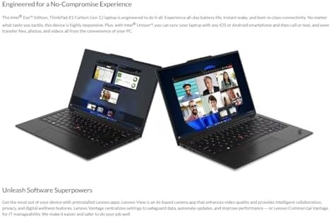 Lenovo Gen 12 ThinkPad X1 Carbon Laptop with Intel Ultra 7 155U Processor  14 WUXGA 100  sRGB Non Touch Display  32GB 6400MHz RAM  512GB Gen4 Performance SSD  FHD  IR  RGB Camera  and Windows 11 Pro