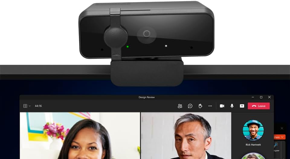 Lenovo HD 1080p Webcam  300 FHD   Black w/ 95  Wide Angle  360  Rotation Pan & Tilt  Dual Microphones  Privacy Shutter