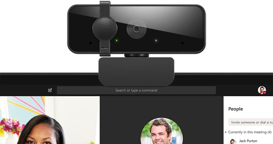 Lenovo HD 1080p Webcam  300 FHD   Black w/ 95  Wide Angle  360  Rotation Pan & Tilt  Dual Microphones  Privacy Shutter