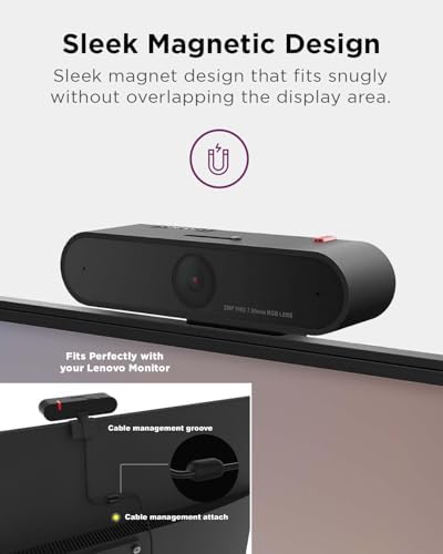 Lenovo HD 1080p Webcam  300 FHD   Black w/ 95  Wide Angle  360  Rotation Pan & Tilt  Dual Microphones  Privacy Shutter