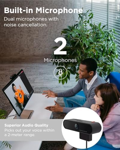 Lenovo HD 1080p Webcam  300 FHD   Black w/ 95  Wide Angle  360  Rotation Pan & Tilt  Dual Microphones  Privacy Shutter