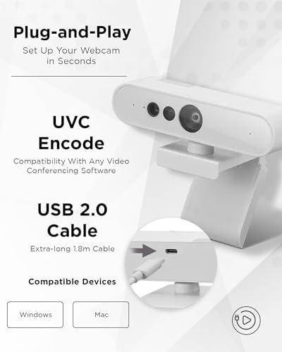 Lenovo HD 1080p Webcam  300 FHD   Black w/ 95  Wide Angle  360  Rotation Pan & Tilt  Dual Microphones  Privacy Shutter