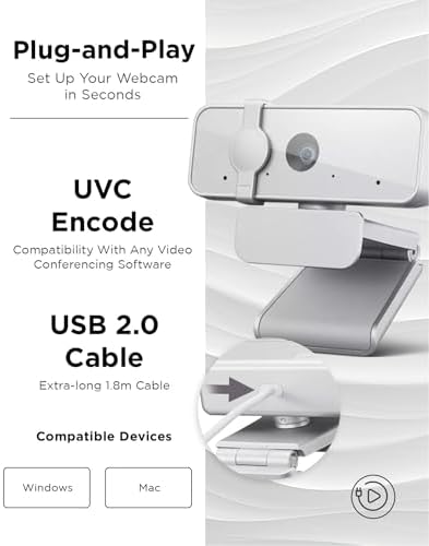 Lenovo HD 1080p Webcam  300 FHD   Black w/ 95  Wide Angle  360  Rotation Pan & Tilt  Dual Microphones  Privacy Shutter