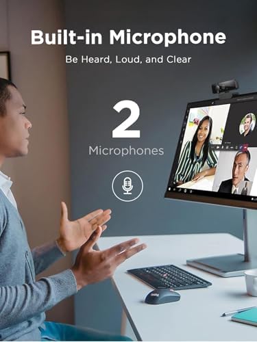 Lenovo HD 1080p Webcam  300 FHD   Black w/ 95  Wide Angle  360  Rotation Pan & Tilt  Dual Microphones  Privacy Shutter