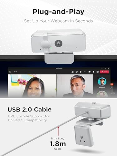 Lenovo HD 1080p Webcam  300 FHD   Black w/ 95  Wide Angle  360  Rotation Pan & Tilt  Dual Microphones  Privacy Shutter