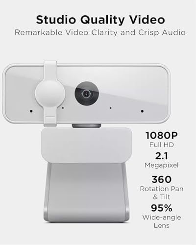 Lenovo HD 1080p Webcam  300 FHD   Black w/ 95  Wide Angle  360  Rotation Pan & Tilt  Dual Microphones  Privacy Shutter