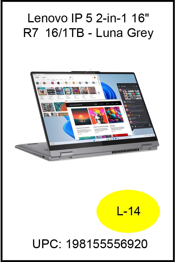 Lenovo IdeaPad 5 16" Touchscreen 2 in 1 Laptop   Ryzen 7  16GB  1TB SSD  83DS0056US