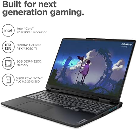 Lenovo IdeaPad Gaming 3i   2022   Everyday Gaming Laptop   NVIDIA GeForce RTX 3050Ti Graphics   15 6 FHD Display   8GB Memory   512GB Storage   Intel i7 12th Gen   Onyx Grey