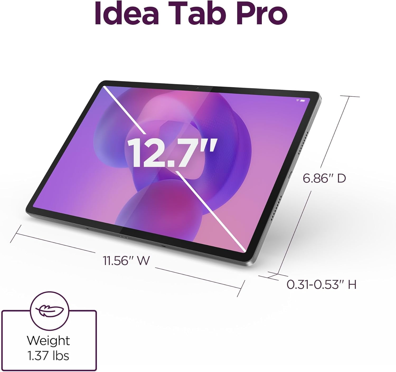 Lenovo Idea Tab Pro with Tab Pen Plus & Folio Case   8GB RAM / 128 GB Storage / 12 7" / Android 14 / Luna Grey