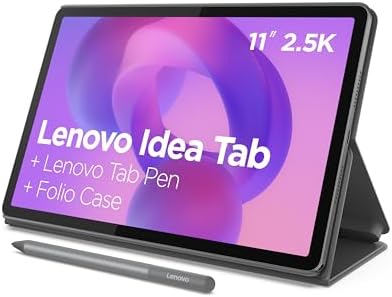Lenovo Idea Tab   College Tablet   11  2 5K IPS Touchscreen Display   90Hz   MediaTek Dimensity 6300 8 GB Memory   256 GB Storage   Integrated Arm Mali G57 MC2   Tab Pen and Folio Case