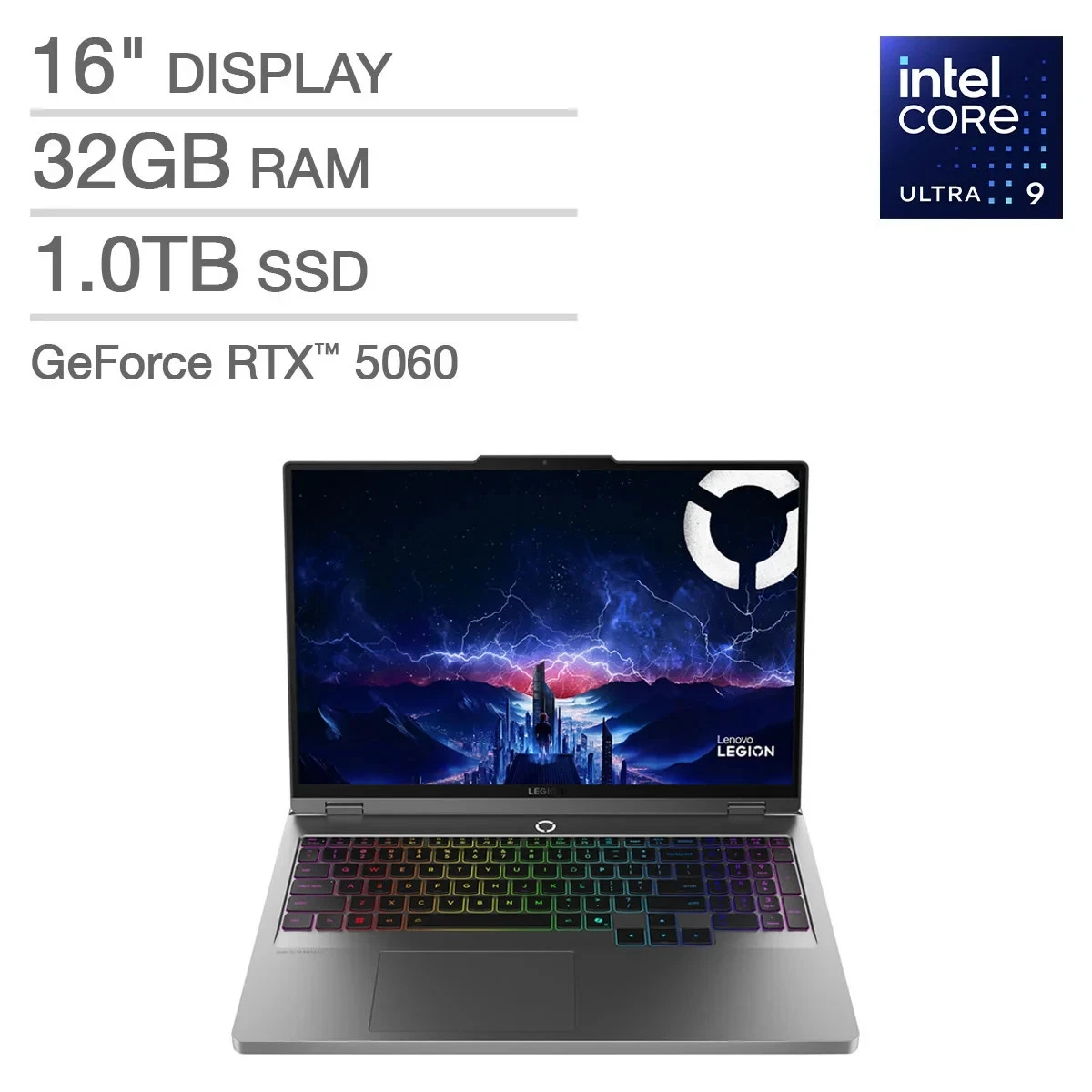 Lenovo LEGION 5i, portátil para juegos de 16", Ultra 9 275HX, RTX 5060, 32 GB, 1 TB, 83NX0000US
