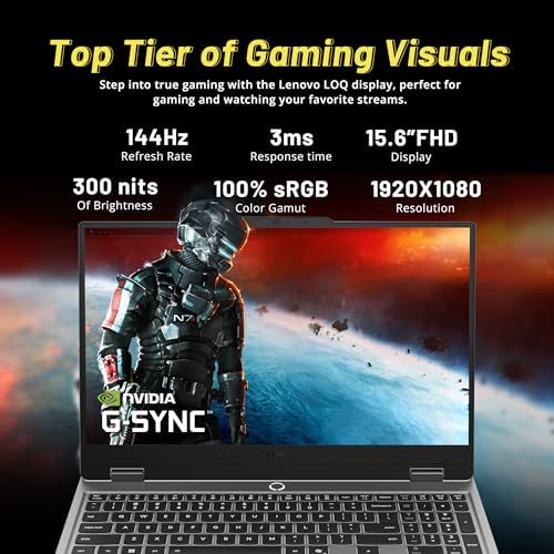 Lenovo LOQ 15 6 FHD 144Hz Gaming Laptop  AMD Ryzen 7 250  GeForce RTX 5050 8GB GDDR7  16GB DDR5  512GB SSD  Backlit Keyboard  Wi Fi 6  Win 11 Pro  Gray  Renewed 