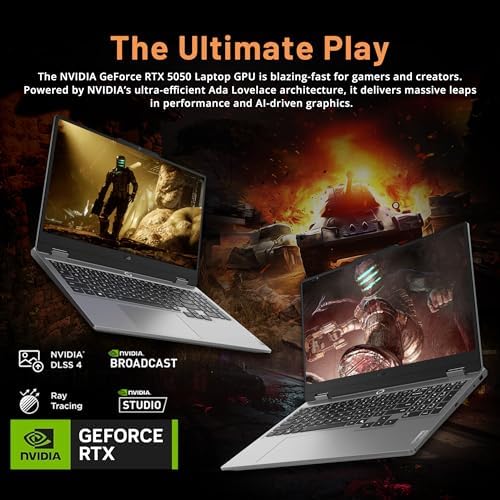 Lenovo LOQ 15 6 FHD 144Hz Gaming Laptop  AMD Ryzen 7 250  GeForce RTX 5050 8GB GDDR7  16GB DDR5  512GB SSD  Backlit Keyboard  Wi Fi 6  Win 11 Pro  Gray  Renewed 