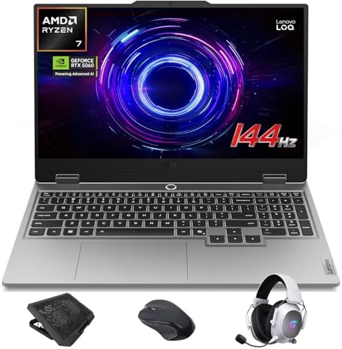 Lenovo LOQ 15 6 Gaming Laptop  AMD Ryzen 7 250 Processor  NVIDIA GeForce RTX 5060  15 6 FHD 144Hz Display  16GB DDR5 RAM  512GB SSD  Backlit Keyboard  5MP Camera  Ethernet  RJ45   Win 11 Home