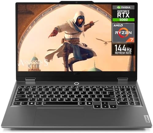 Lenovo LOQ 15 6 IPS LCD FHD 144Hz AI Powered Gaming Notebook AMD Ryzen 7 250 16GB RAM 512GB NVIDIA GeForce RTX 5060 Luna Grey