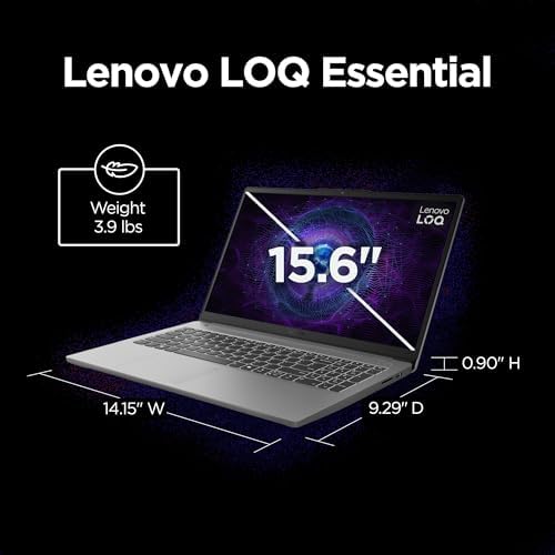 Lenovo LOQ Essential   AI Powered Student Gaming Laptop   Intel  Core i5 12450HX   15 6 FHD IPS Display   144Hz Refresh Rate   NVIDIA  GeForce RTX  4050   8GB Memory   512GB SSD Storage   Luna Grey