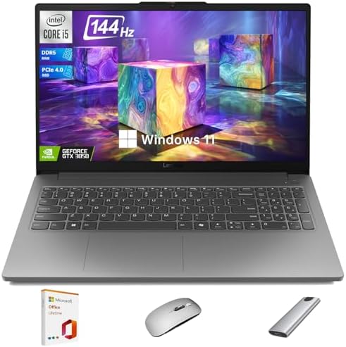 Lenovo LOQ Essential Gaming Laptop  15 6 FHD 144Hz Display Intel Core i5 12450HX  GeForce RTX 3050 16GB DDR5 RAM  1TB SSD AI Copilot  Wi Fi 6  RJ 45  USB C  HDMI with Lifetime Office Win 11 Home