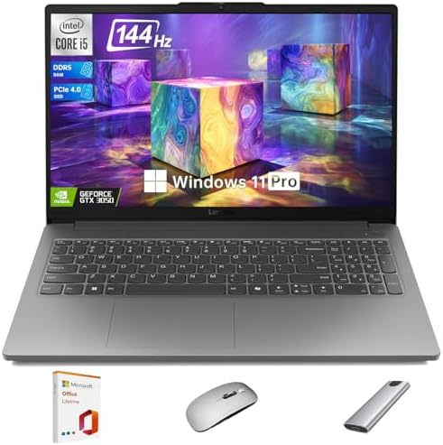 Lenovo LOQ Essential Gaming Laptop  15 6 FHD 144Hz Display Intel Core i5 12450HX  GeForce RTX 3050 16GB DDR5 RAM  1TB SSD AI Copilot  Wi Fi 6  RJ 45  USB C  HDMI with Lifetime Office Win 11 Home
