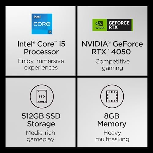 Lenovo LOQ Essential   AI Powered Student Gaming Laptop   Intel  Core i5 12450HX   15 6 FHD IPS Display   144Hz Refresh Rate   NVIDIA  GeForce RTX  4050   8GB Memory   512GB SSD Storage   Luna Grey