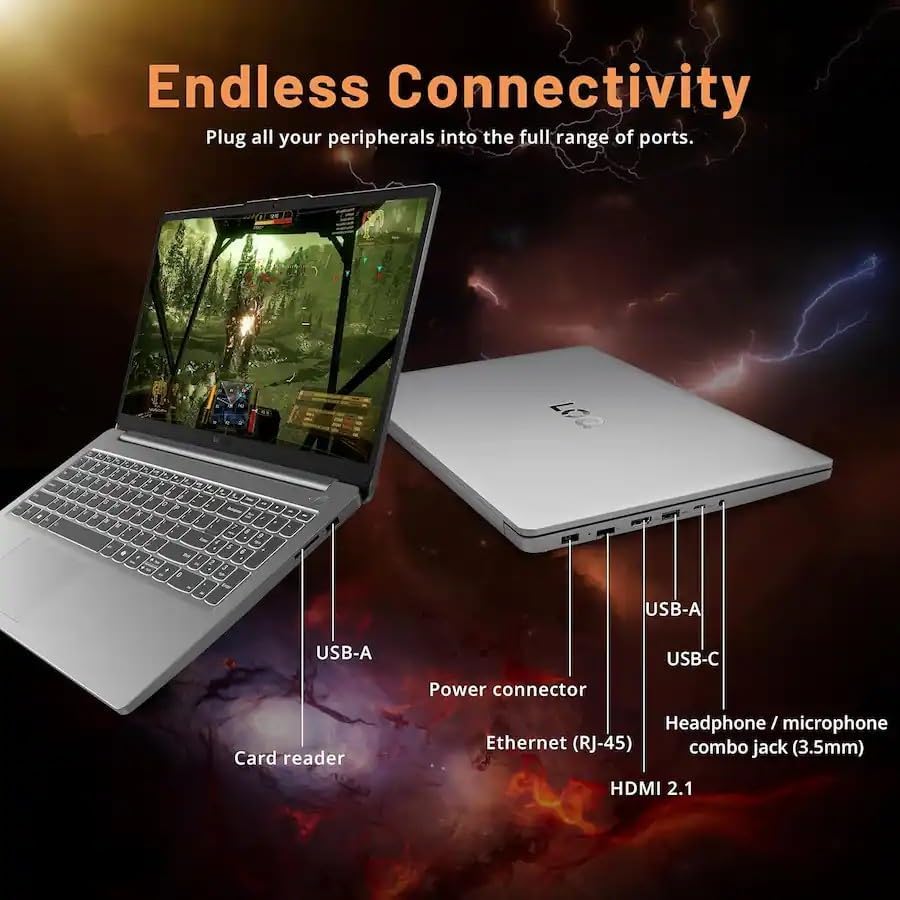 Lenovo LOQ Essential 15 6 FHD 144Hz Gaming Laptop  Intel Core i5 12450HX  8 Cores  12 Threads   8GB DDR5  256GB SSD  GeForce RTX 3050  HDMI  Wi Fi 6  Bluetooth  Card Reader  Windows 11  Luna Grey