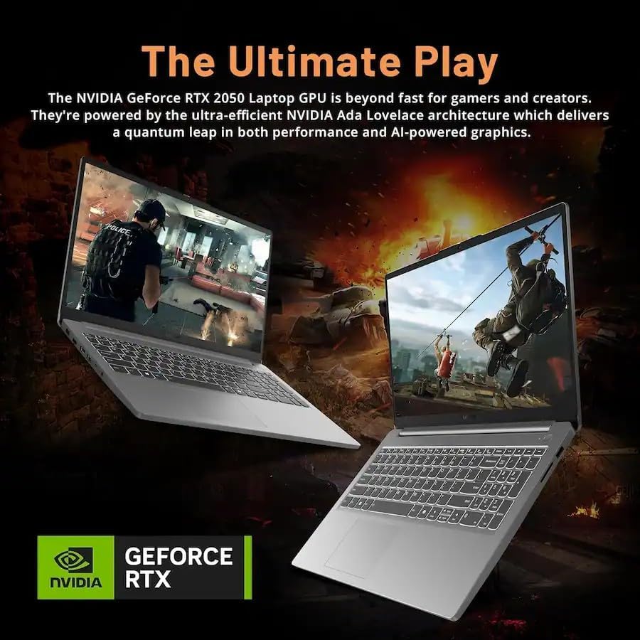 Lenovo LOQ Essential 15 6 FHD 144Hz Gaming Laptop  Intel Core i5 12450HX  8 Cores  12 Threads   8GB DDR5  256GB SSD  GeForce RTX 3050  HDMI  Wi Fi 6  Bluetooth  Card Reader  Windows 11  Luna Grey