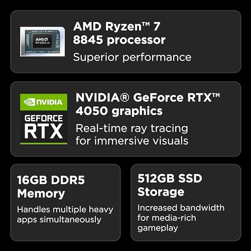 Lenovo LOQ Gaming Laptop   NVIDIA  GeForce RTX  4050 6GB   15 6  FHD Display   AMD Ryzen 7 8845HS   16GB RAM   512GB SSD   Windows 11 Home  Luna Grey