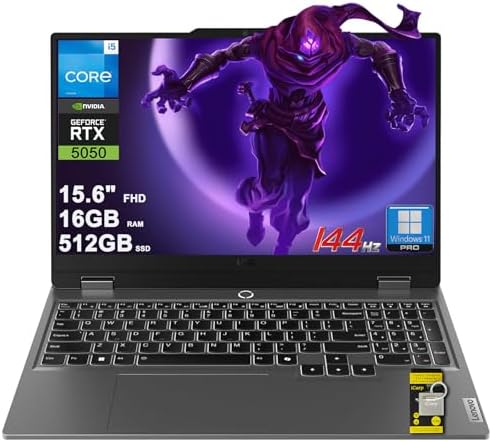 Lenovo LOQ Gaming Laptop 15 6 FHD IPS 144Hz  100  sRGB  G SYNC  Intel 10 core i5 13450HX 16GB RAM 512GB SSD GeForce RTX 5050 DLSS4  440 AI Tops  Backlit Nahimic 5MP Privacy Camera Win11 ICP Hub
