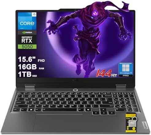Lenovo LOQ Gaming Laptop 15 6 FHD IPS 144Hz  100  sRGB  G SYNC  Intel 10 core i5 13450HX 16GB RAM 512GB SSD GeForce RTX 5050 DLSS4  440 AI Tops  Backlit Nahimic 5MP Privacy Camera Win11 ICP Hub