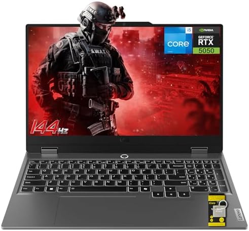 Lenovo LOQ Gaming Laptop 15 6 FHD IPS 144Hz  100  sRGB  G SYNC  Intel 10 core i5 13450HX 16GB RAM 512GB SSD GeForce RTX 5050 DLSS4  440 AI Tops  Backlit Nahimic 5MP Privacy Camera Win11 ICP Hub