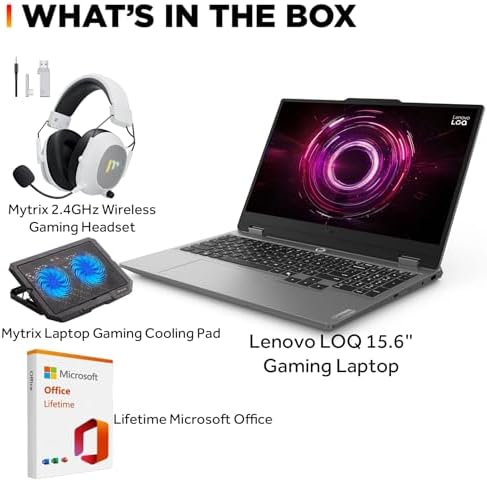 Lenovo LOQ Gaming Laptop  15 6 FHD 144Hz Display  AMD Ryzen 7 250  NVIDIA GeForce RTX 5060  16GB RAM  512GB SSD  Wi Fi 6  Backlit Keyboard  Win 11 Home  Luna Grey  w/Mytrix Accessory Lifetime Office