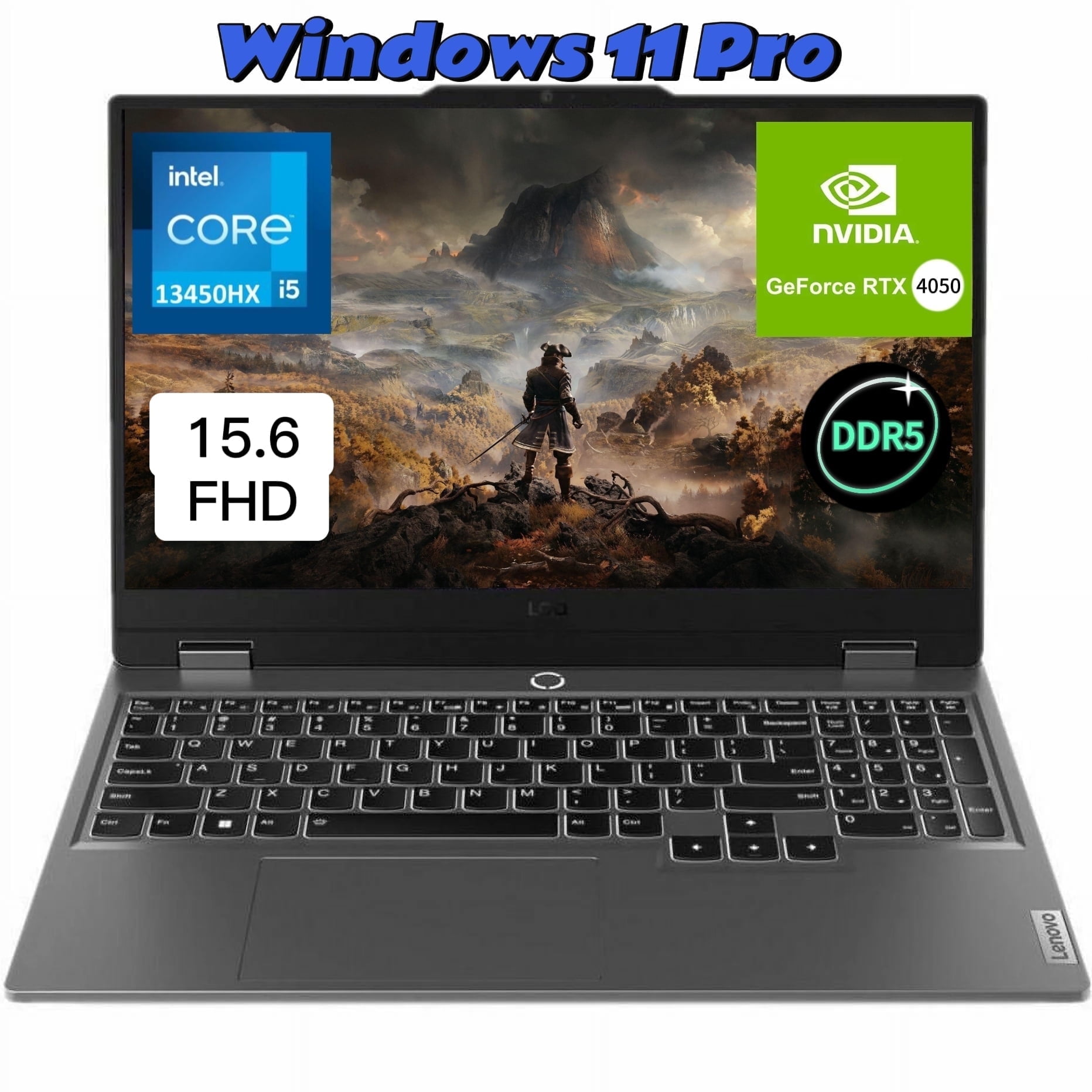 Lenovo LOQ Laptop  15 6" FHD Gaming Laptop  Intel Core i5 13450HX 32GB DDR5 RAM 2TB SSD  NVIDIA GeForce RTX 4050  Backlit Webcam  HDMI  Bluetooth  Windows 11 Pro